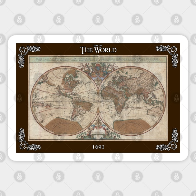 Vintage Map of the Old World: 1691 Sticker by Occult Designs